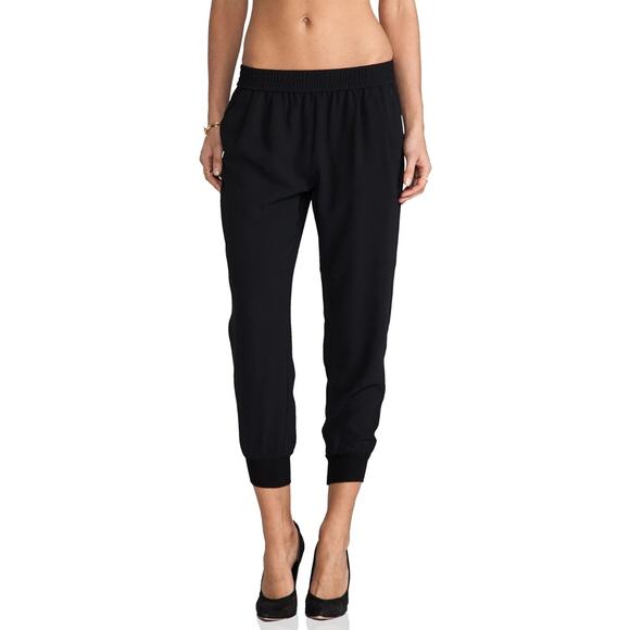 NWT Joie Mariner Cavaiar Cropped Pants Womens Size L Black High Waist Pull On - Picture 1 of 12